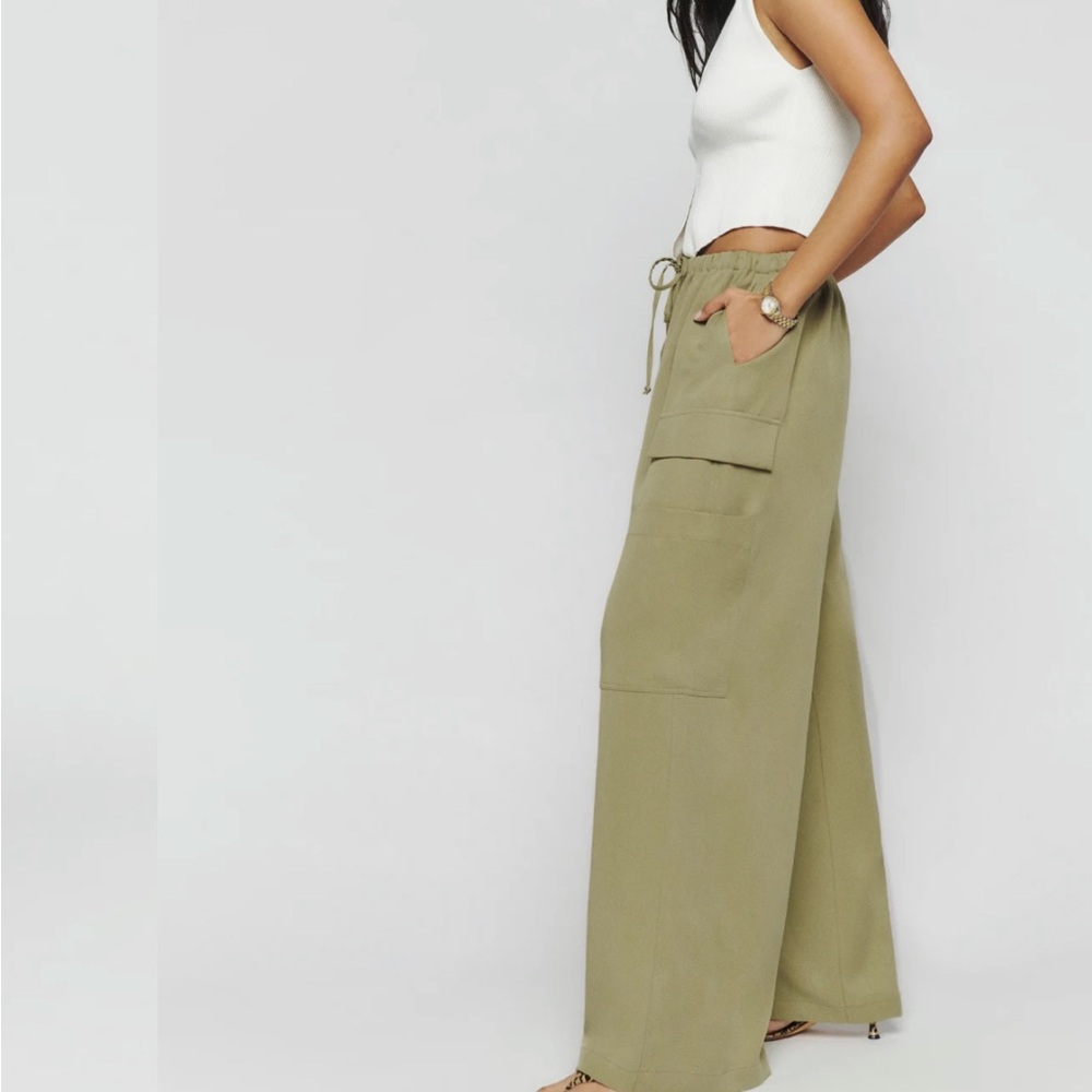 Reformation Ethan Twill Pant Olive Oil Green Khaki